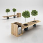 urban furniture wooden eco design bench with integrated trash bin | 3d model. urban ZJLZLIX