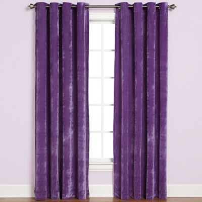 velvet drapes plush grommet top 84-inch window curtain panel in purple GTFNZEN