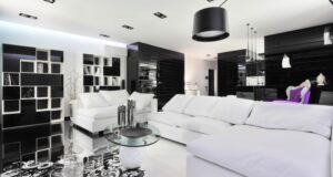 view in gallery amazing black and white living room with lone purple chair IDXOWED