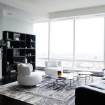 view in gallery posh black and white living room with plenty of natural VILCMPY