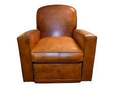 vintage french leather club chair TSLMJNB