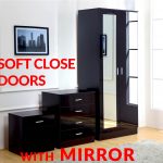 wardrobe sets gladini mirror black high gloss 3 piece bedroom furniture set - wardrobe HSAJJXU