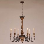 wood chandelier antique 6-light candelabra rust metal wooden chandelier in distressed  finish 34 NRWBYKI