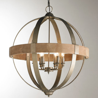 wood chandelier metal and wood globe chandelier - 6-light VDSKEVN