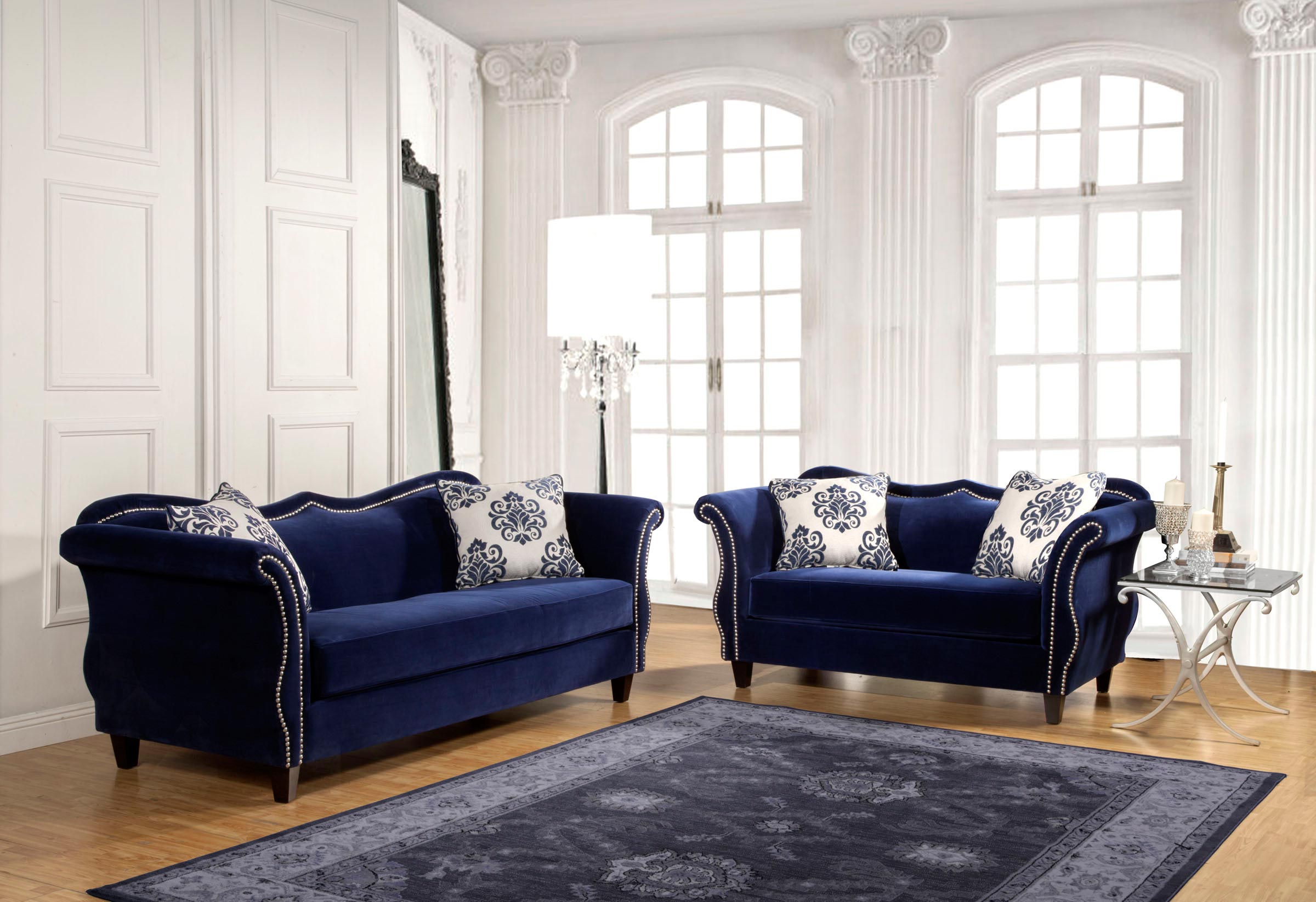 2 pcs royal blue sofa set MSMVINN