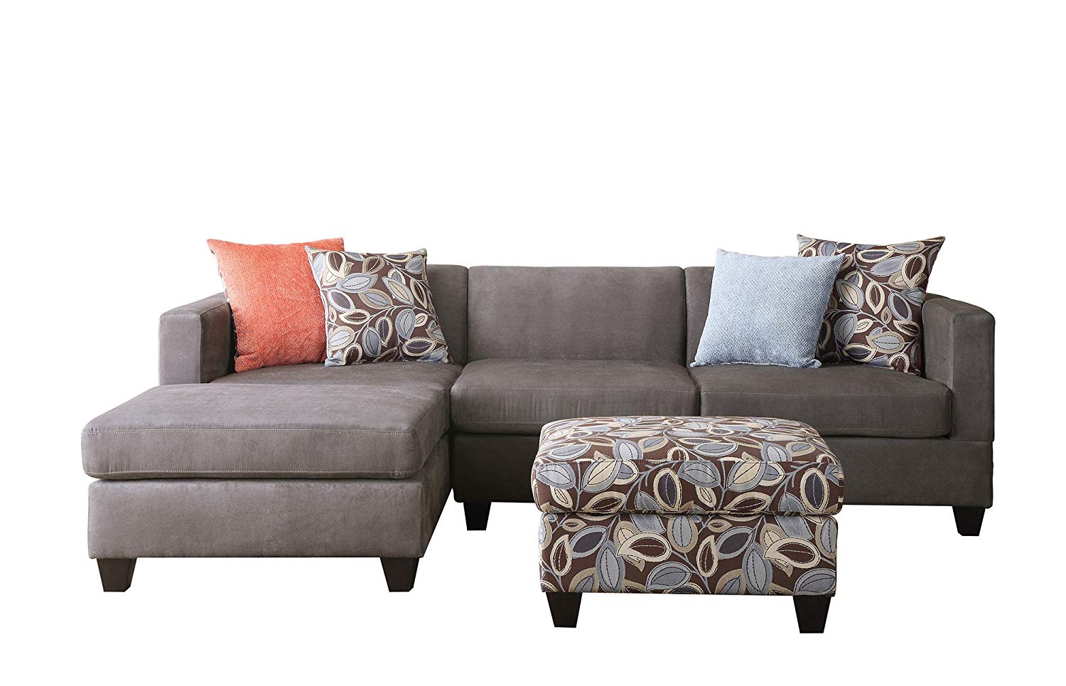 3 piece sectional sofa amazon.com: bobkona poundex simplistic collection 3-piece sectional sofa  with ottoman, charcoal: kitchen ELLZOAE