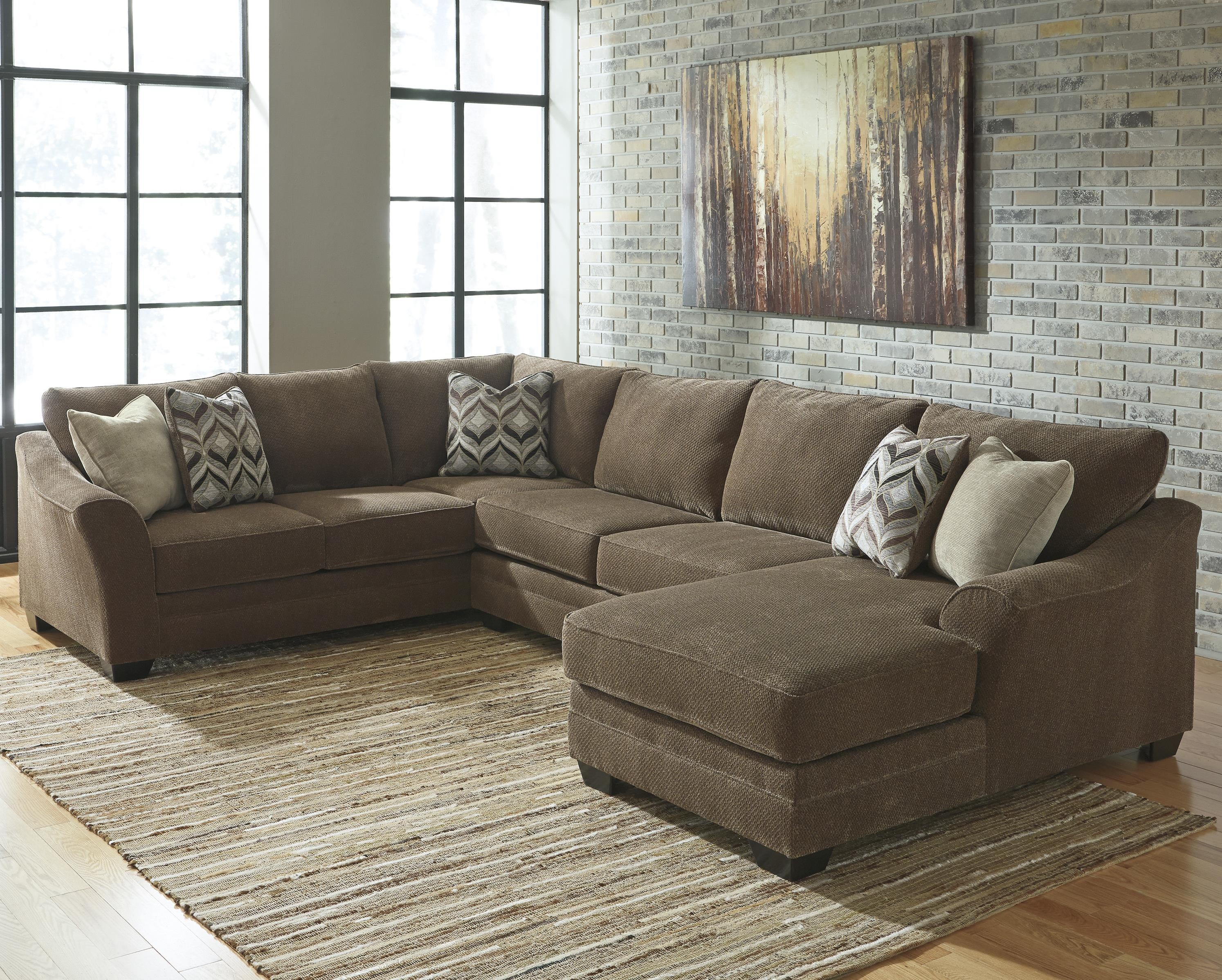3 piece sectional sofa benchcraft justyna contemporary 3-piece sectional with right chaise JMUKONF