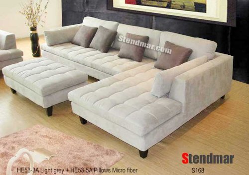3pc new modern gray microfiber sectional sofa s168rg XJTYZBU
