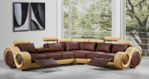4087 modern leather sectional sofa with recliners EVGVKJE
