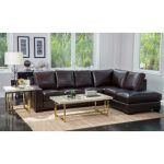 abbyson monaco brown top grain leather sectional sofa VSXMIJH