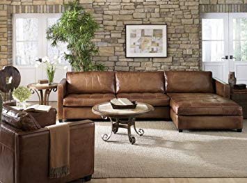 amazon.com: phoenix 100% full aniline leather sectional sofa with chaise  (vintage amaretto): RNSUMXE