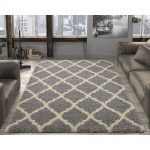 area rug ottomanson ultimate shaggy contemporary moroccan trellis design grey 8 ft.  x 10 EFDKBLJ