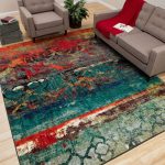 Best rug this colorful area rug features bright hues of blue, red and orange to SVZVRDT