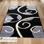 Black and white area rugs black grey white swirly circles pattern rug in large small and runner 5 NCOHBWC