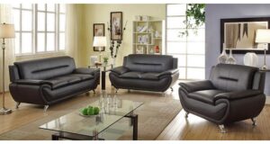 black leather sofas mina modern black leather sofa set ZTRZUHI