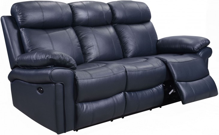 blue reclining sofa shae joplin blue leather power reclining sofa VKEXKST