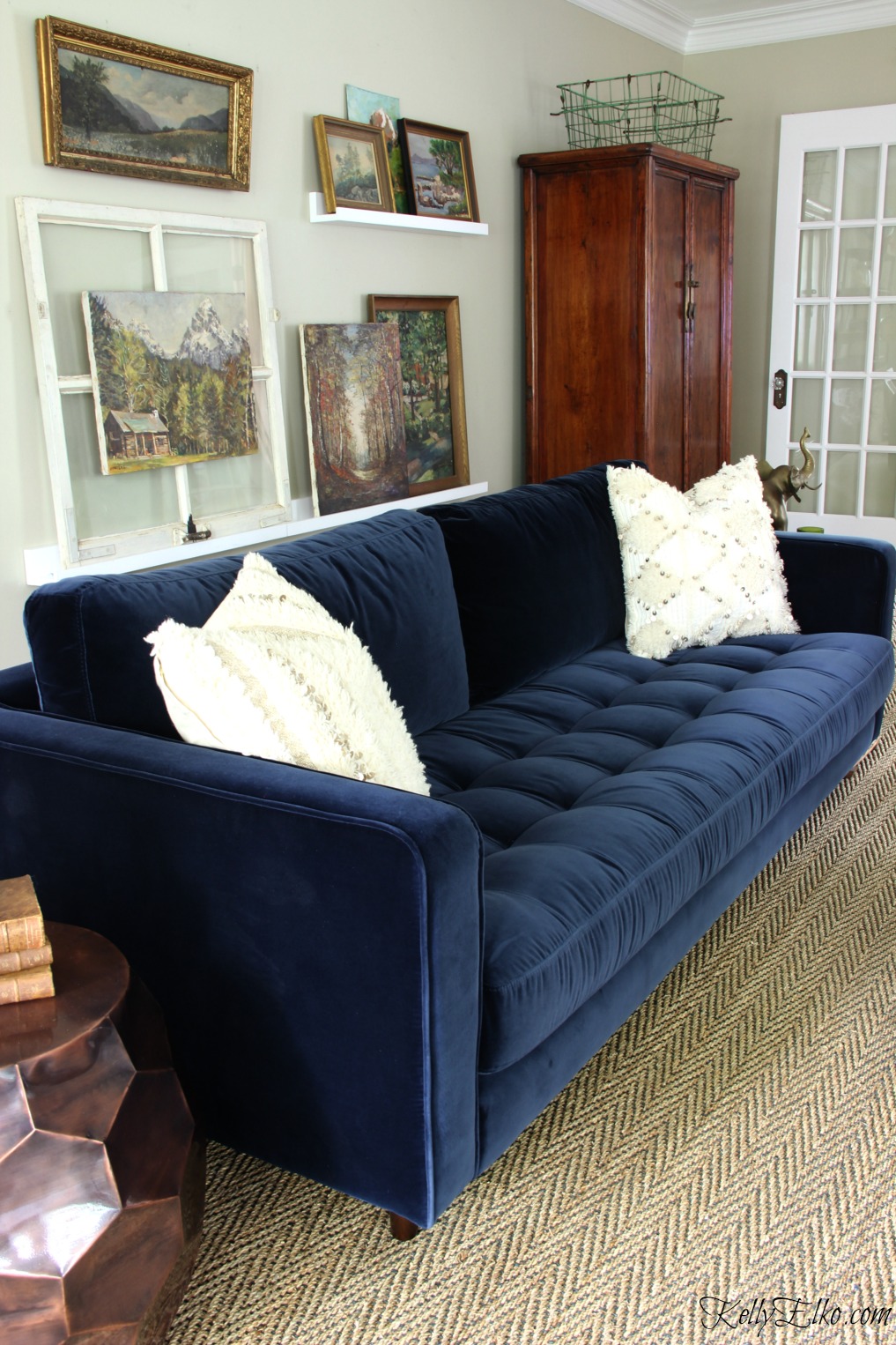 blue sofa love this gorgeous article sven sofa in navy blue velvet! kellyelko.com KSYCODK