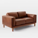 Brown leather loveseat detailed view; detailed view AUYLXCT