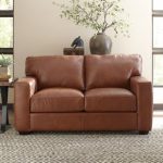 Brown leather loveseat save EEUCDAG