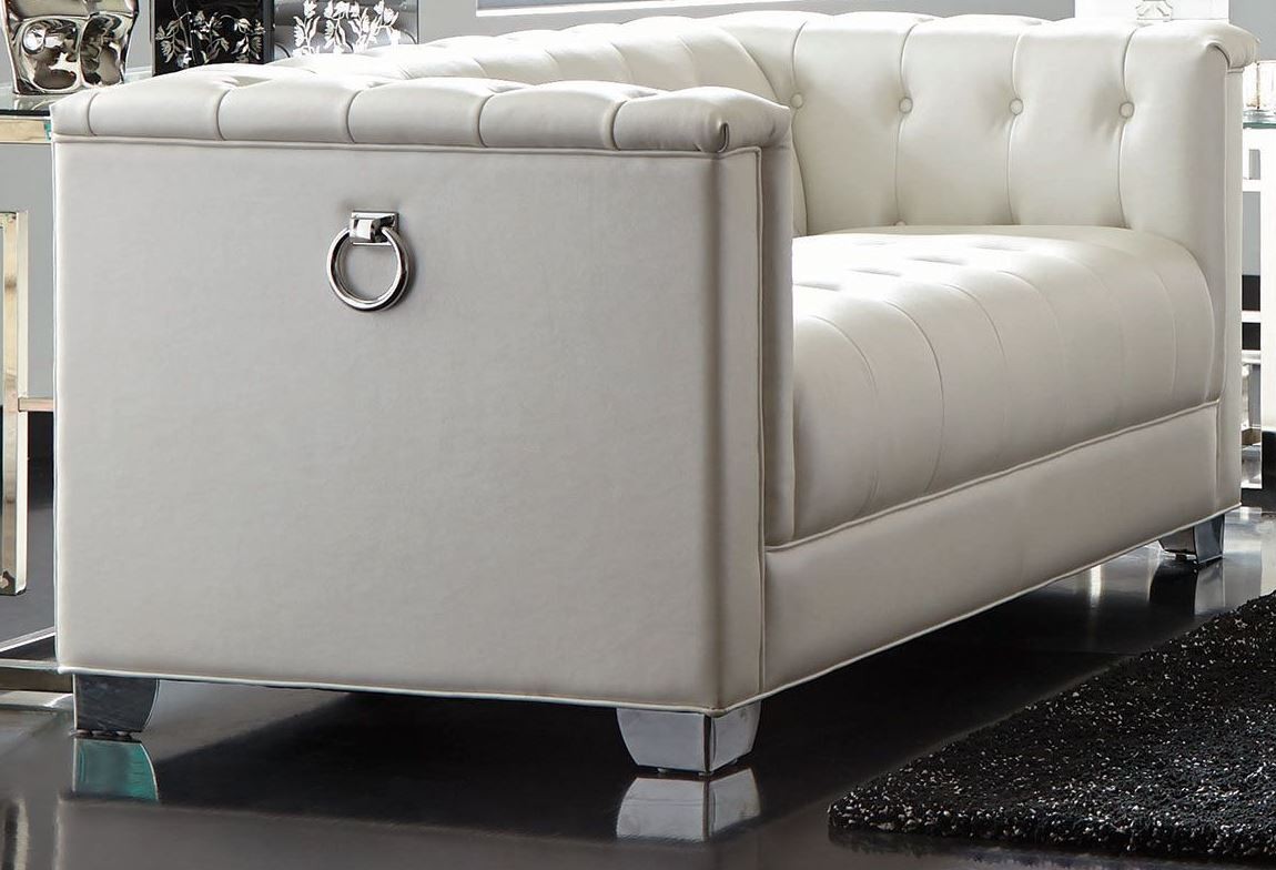 chaviano pearl white tufted loveseat AMEUSGL