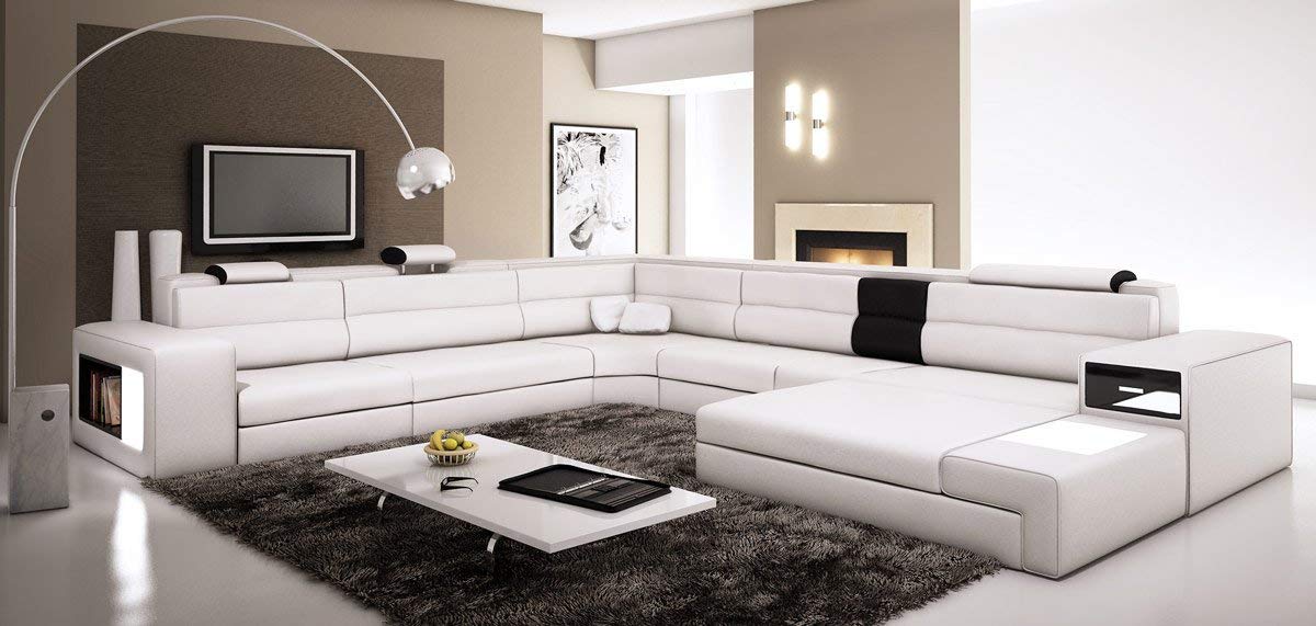 Contemporary sectional sofas amazon.com: polaris - white contemporary leather sectional sofa: kitchen u0026  dining AVNZPRH