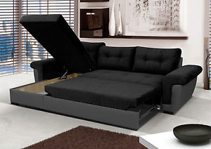 corner sofa bed image is loading new-corner-sofa-bed-with-storage-black-fabric- QTHGQFB