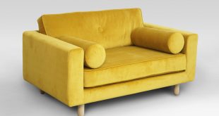 design loveseat sofa, loveseat modern design yellow cloth rectangular shape comfortable to  sit two QLRKIZV
