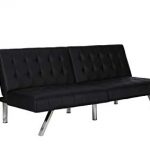 dhp emily futon sofa bed, modern convertible couch with chrome legs quickly KULRLTX