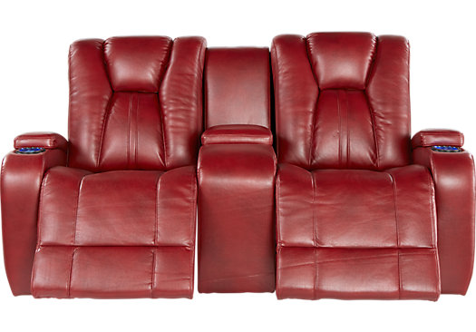electric reclining loveseat $1,379.99 - kingvale red power reclining console loveseat - contemporary,  polyester ZPQEXOB