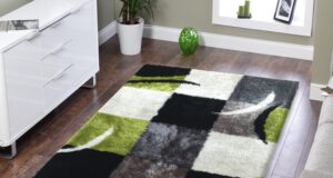 Green area rugs ... soft indoor bedroom shag area rug black with grey and green 5u0027 EDABMTU
