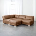gybson 4-piece cognac leather sectional sofa EZSUJNX