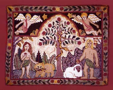 hooked rugs adam and eve rug - sold KBTZWHA