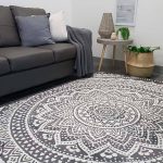 industry mandala grey and natural white modern rugs TVZEVWG