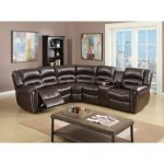 leather sectional sofa bonded leather 3 piece reclining sectional, brown QNAHGCN