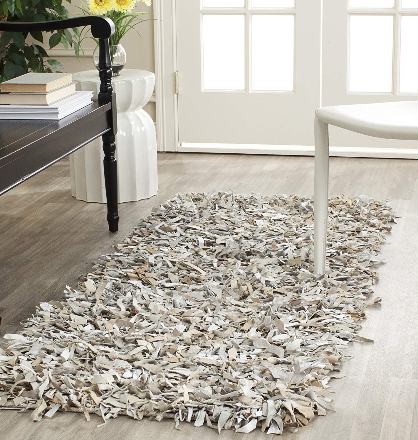 Leather shag rugs amazon.com: safavieh leather shag collection lsg511c hand woven white  leather runner (2u00273 CZYSUIY