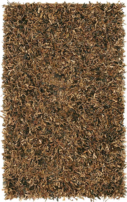 Leather shag rugs brown leather shag 5u0027x8u0027 rug LNPOJXA