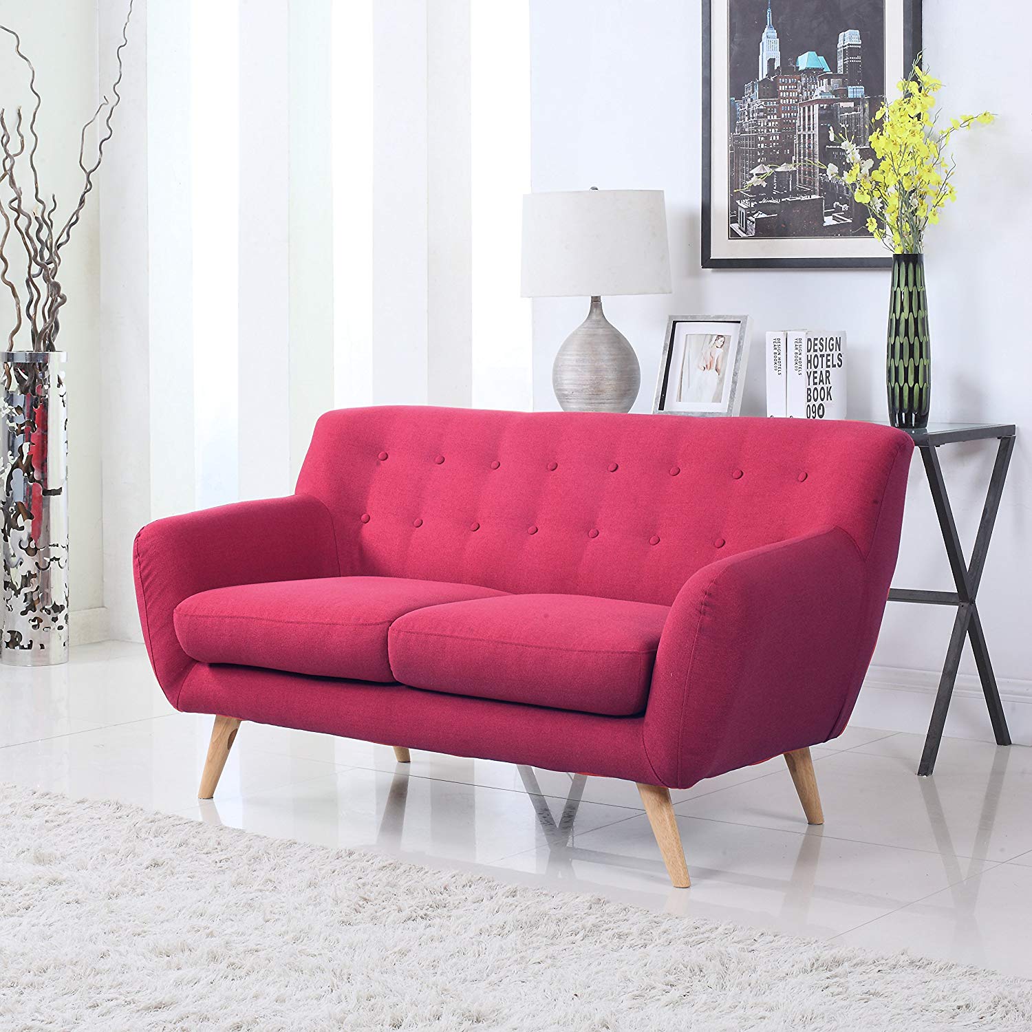 Love seat sofa amazon.com: mid-century modern linen fabric sofa, loveseat in colors light  grey, polo WKRMDRG