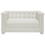 low profile pearl white tufted loveseat DFSKUSW