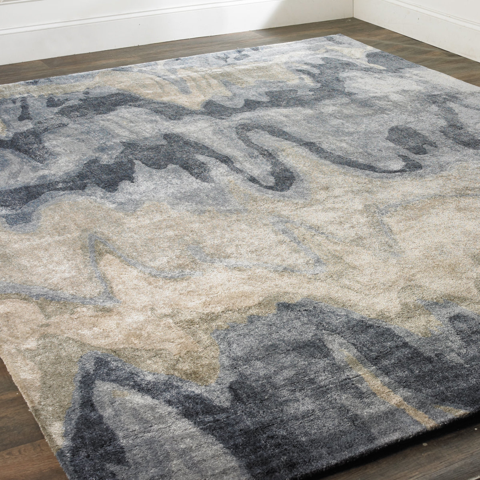 marbleized hand tufted rug blue_tan_grey NGMOTAU