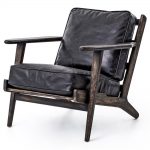 modern armchair rider mid century modern oak black leather armchair | kathy kuo home KNUDKJP