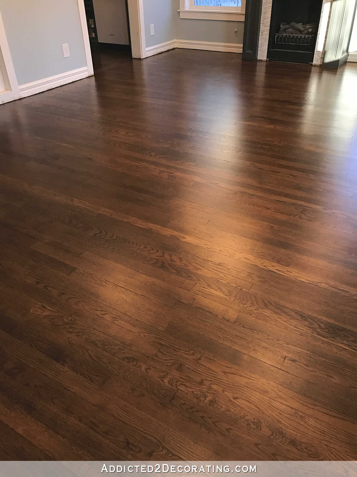 oak hardwood flooring refinished red oak hardwood floors - entryway and living room ZLOPSNQ