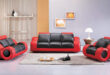 red sofas divani casa 4088 - contemporary black and red leather sofa set SEMIOXB