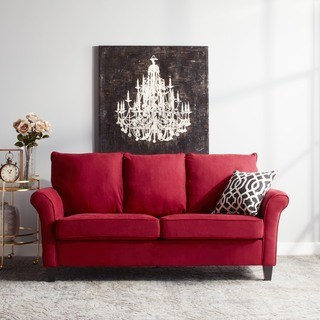 red sofas handy living provant sofast flared arm crimson red microfiber sofa QWFFJQL