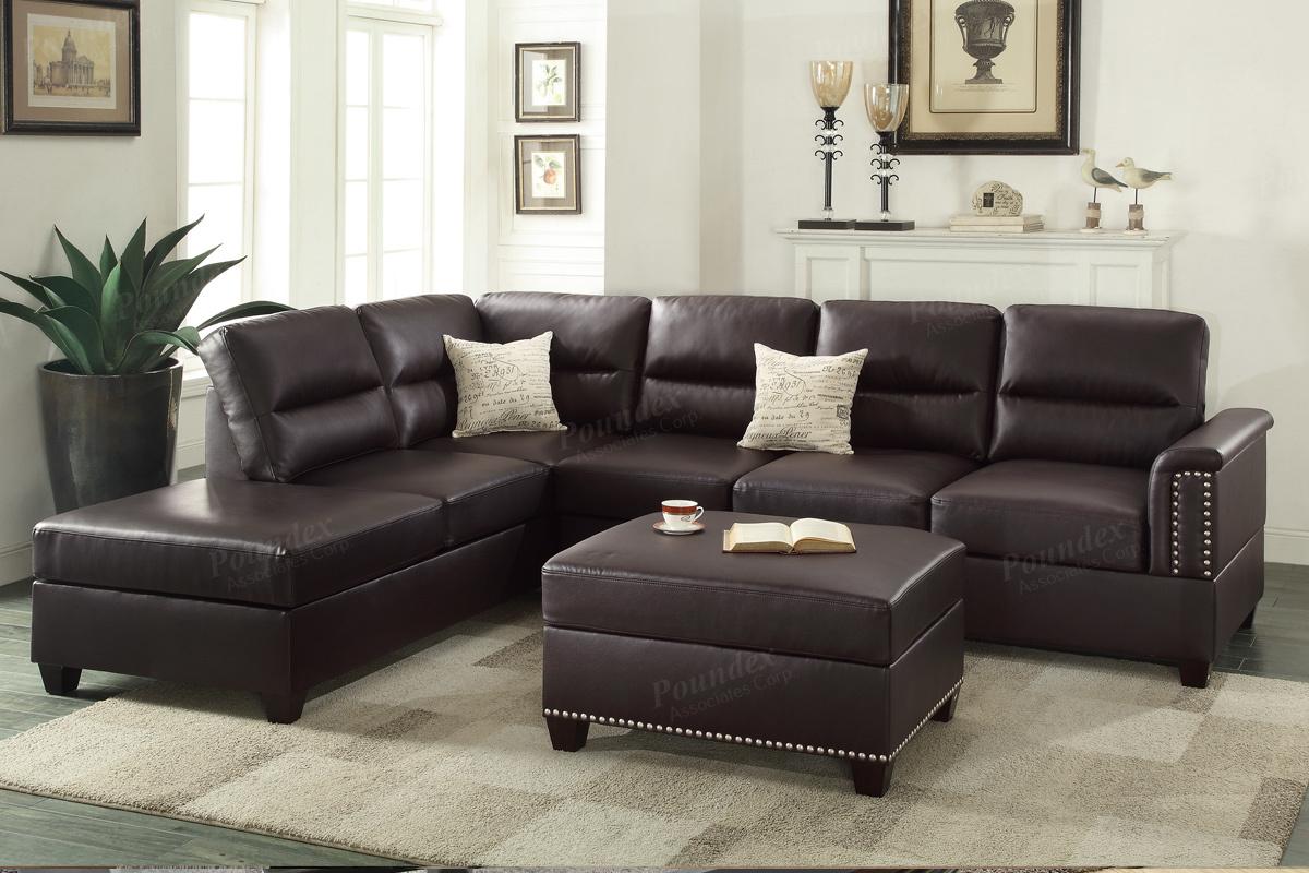 rousey brown leather sectional sofa UCPKQFU