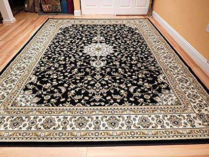 Rug clearance black 8x11 persian rug oriental rugs 8x10 area rug traditional living room UHVSHIL