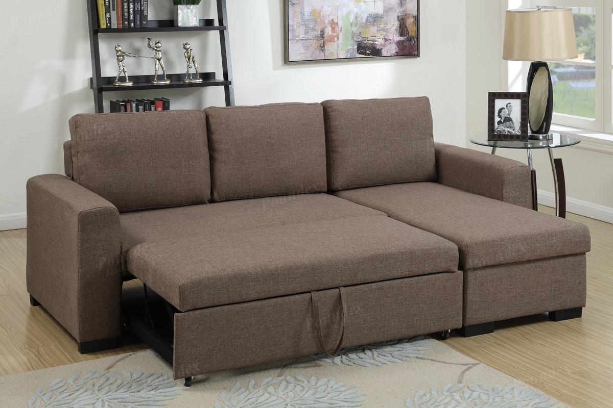 samo brown fabric sectional sofa bed KVQSCOU