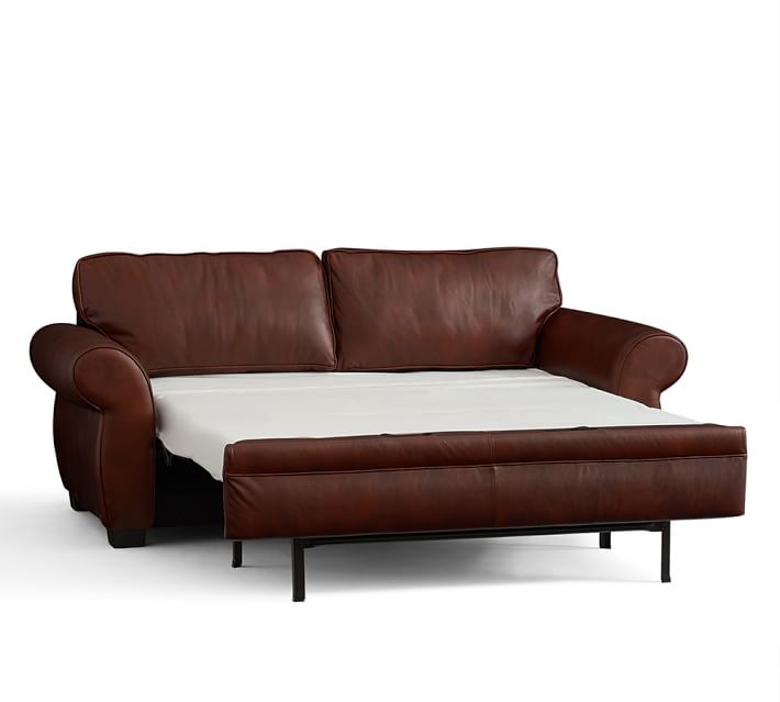 sleep sofa pearce leather deluxe sleeper sofa | pottery barn FEZSRVN