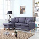 small sectional sofa with chaise divano roma furniture mid century modern linen fabric small space sectional  sofa VCEBJTK