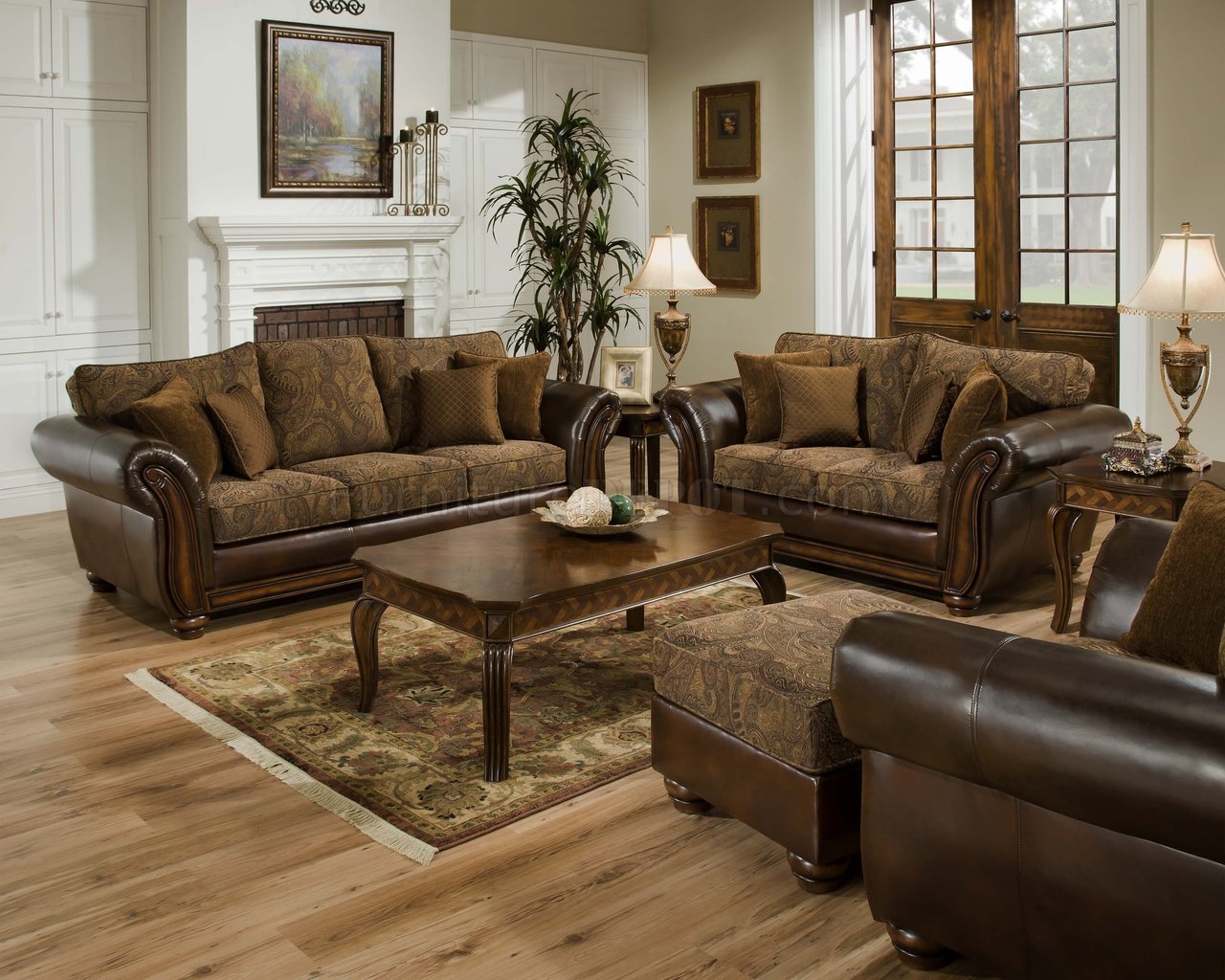 sofa and loveseat sets vintage chenille sofa u0026 loveseat set w/brown bonded leather base OSWIATL
