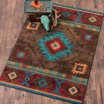 southwest rugs: 3 x 4 whiskey river turquoise rug|lone star western decor KCJBSAB